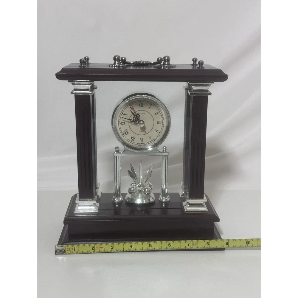 wallace silversmith carriage mantle quartz battery operated clock